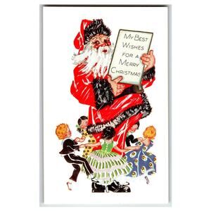 Vintage Embossed Santa Claus Christmas Postcard with Dancing Children